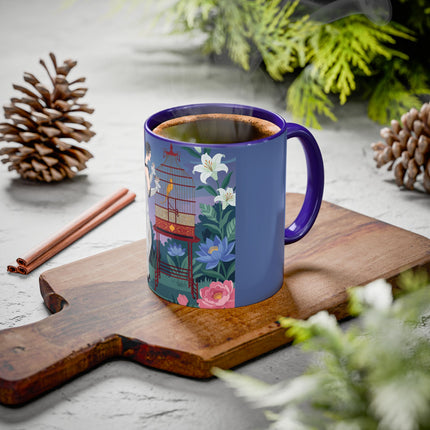 Whispers to the Golden Songbird Colorful Mugs – Art Deco Garden Elegance