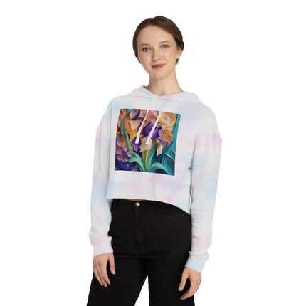 The Elegant Iris Flower Women’s Cropped Hooded Sweatshirt