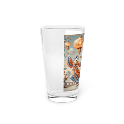 Golden Dragon & Lantern Lady Pint Glass – Imperial Dragon & Elegant Harmony
