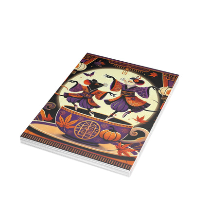 Theatrical Halloween Kabuki Mice on Teacup Postcards (envelopes included) - Bundles of 10, 30, 50 Pieces