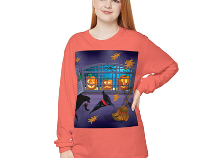 Whimsical Halloween Mischief Unisex Garment-dyed Long Sleeve T-Shirt