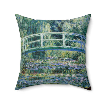 Water Lilies and Japanese Bridge by Claude Monet Spun Polyester Square Pillow