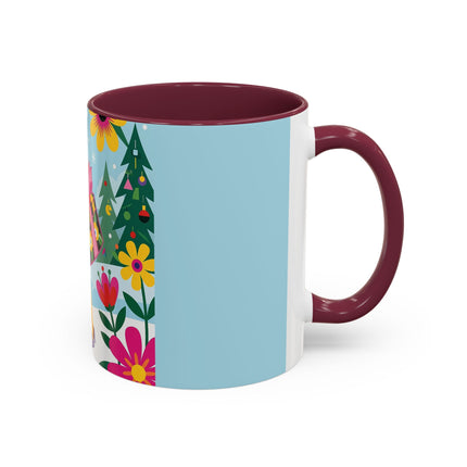 🌸🎄 Christmas In The Winter Garden Colorful Mug – Whimsical Holiday Fantasy