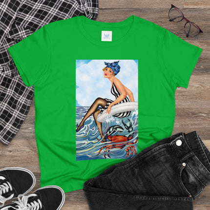 Playful Waves and Fashion Follies Women's Midweight Cotton Tee