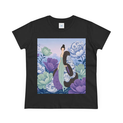 💜🌸 The Lavender Porcelain Garden Cotton Tee – Art Deco Fashion Elegance