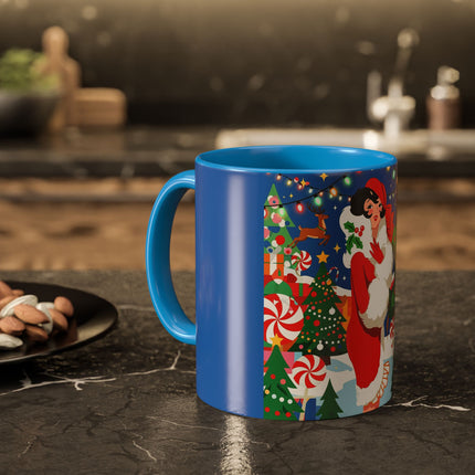 🦌🍬 The Lady Of The Peppermint Christmas Garden Colorful Mug – Colorful Art Deco Holiday Fantasy