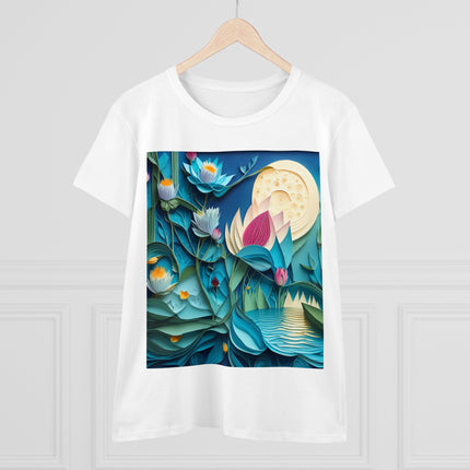 Ethereal Moonlit Lake Women's Midweight Cotton Tee
