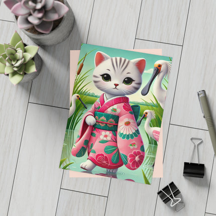 Geisha Kitten Strolls Among the Spoonbills Postcard Bundles (envelopes included) - Bundles of 10, 30, 50 Pieces