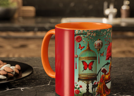 Reading in a Painted Garden Colorful Mugs (11oz, 15oz)