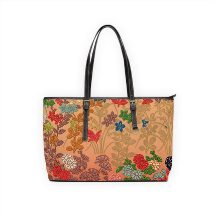 Japanese Fan Flower Pattern by G.A. Audsley PU Leather Shoulder Bag