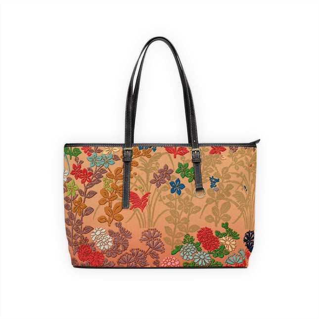 Japanese Fan Flower Pattern by G.A. Audsley PU Leather Shoulder Bag