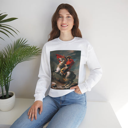 Napoleon Crossing the Alps by Jacques-Louis David Heavy Blend™ Crewneck Sweatshirt