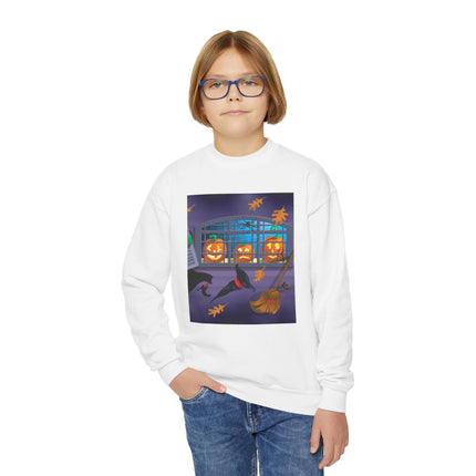 Whimsical Halloween Mischief Youth Crewneck Sweatshirt