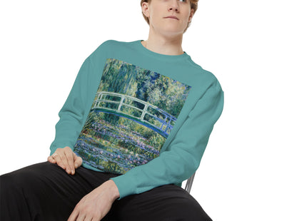 Water Lilies and Japanese Bridge by Claude Monet Unisex Garment-Dyed Sweatshirt
