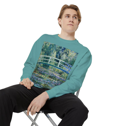 Water Lilies and Japanese Bridge by Claude Monet Unisex Garment-Dyed Sweatshirt