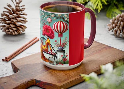 Reading in a Painted Garden Colorful Mugs (11oz, 15oz)