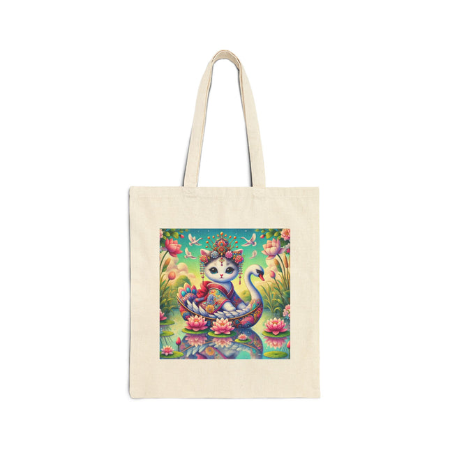 Geisha Kitten’s River Voyage Cotton Canvas Tote Bag