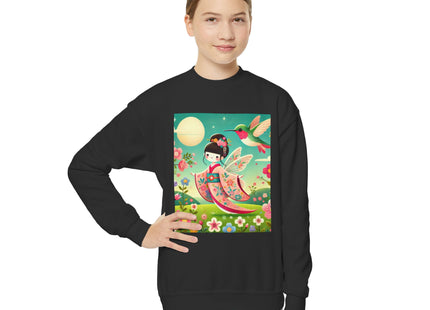Geisha Fairy and the Hummingbird Blossom Youth Crewneck Sweatshirt