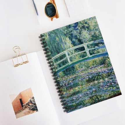 Water Lilies and Japanese Bridge by Claude Monet Spiral Notebook - Ruled Line
