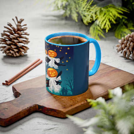 🐈‍⬛🎃 The Flying Black Cats Of Halloween Colorful Mug – Whimsical Storybook Charm