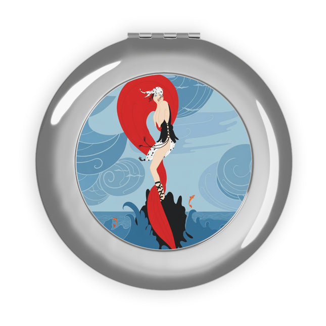 Siren of the Waves Compact Mirror – Dramatic Sea Power & Bold Elegance