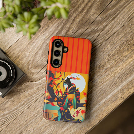Black Cat in Kimono Phone Cases