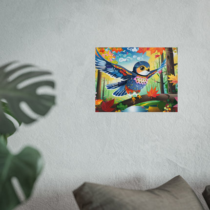 Baby Hawk Plays in Forest Fine Art Posters