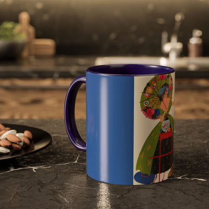 Lady with the Golden Fish Colorful Mugs – Whimsical Fashion & Playful Fantasy