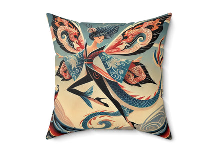 Dragon Fairy of the Temple Spun Polyester Square Pillow