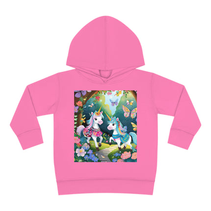 Baby Unicorns and Fluttering Butterflies Toddler Pullover Fleece Hoodie