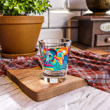 Surfing Zebra Shot Glass, 1.5oz