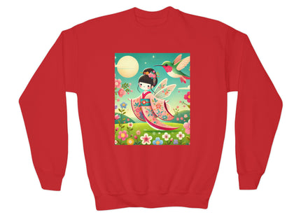 Geisha Fairy and the Hummingbird Blossom Youth Crewneck Sweatshirt