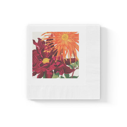Dahlia by Tanigami Kônan White Coined Napkins