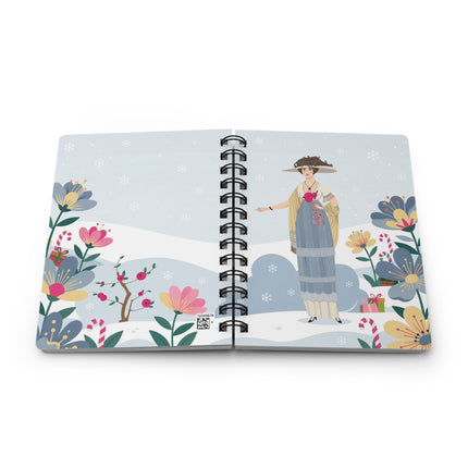 🌹❄️ The Lady Of The Winter Rose Walk Spiral Notebook – Art Deco Holiday Fantasy