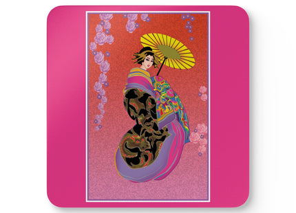 Enchanting Geisha Corkwood Coaster Set