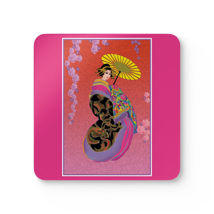 Enchanting Geisha Corkwood Coaster Set