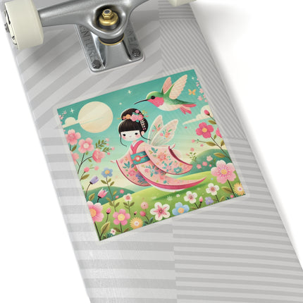 Geisha Fairy and the Hummingbird Blossom Kiss-Cut Stickers (4 Sizes)