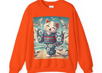 Geisha Kitten by the Seaside Heavy Blend™ Crewneck Sweatshirt
