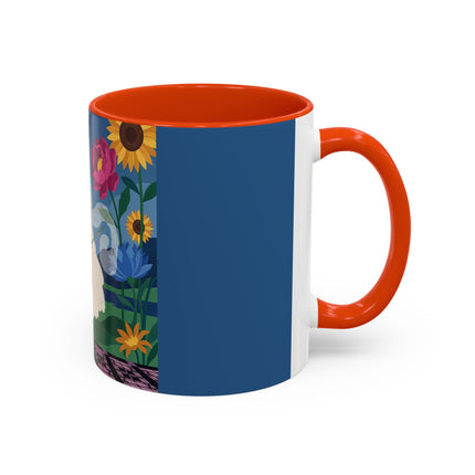 The Lady Of The Golden Parasol Colorful Mugs – Art Deco Botanical Elegance