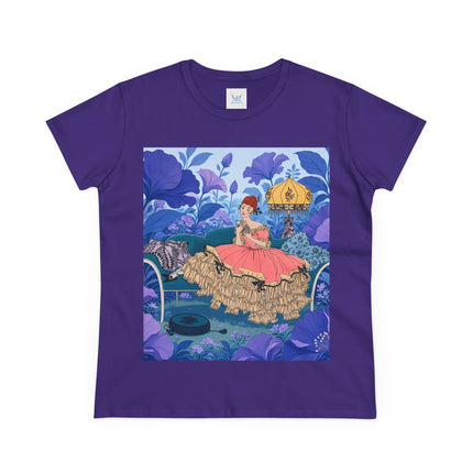 🌸🛋️ The Enchanted Garden Repose Cotton Tee – Art Deco Floral Whimsy