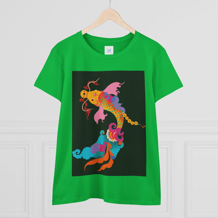 Golden Koi Women's Midweight Cotton Tee – Prosperity & Vibrant Energy