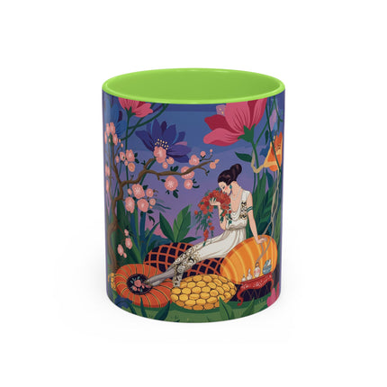 The Garden Of Quiet Reverie Colorful Mugs – Art Deco Botanical Serenity