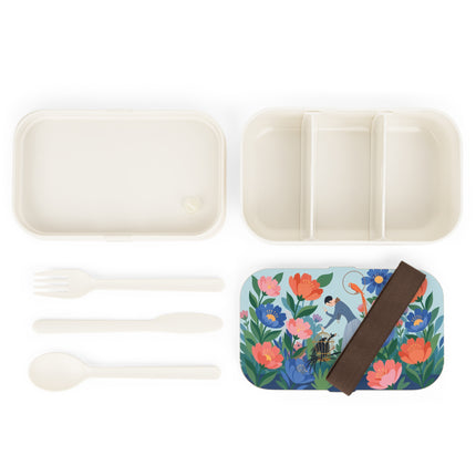 🦜🌺 The Lady Of The Garden Aviary Bento Lunch Box – Art Deco Floral Whimsy