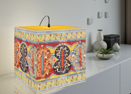 Reproduction of the Shield Frieze by Emile Gilliéron Light Cube Lamp