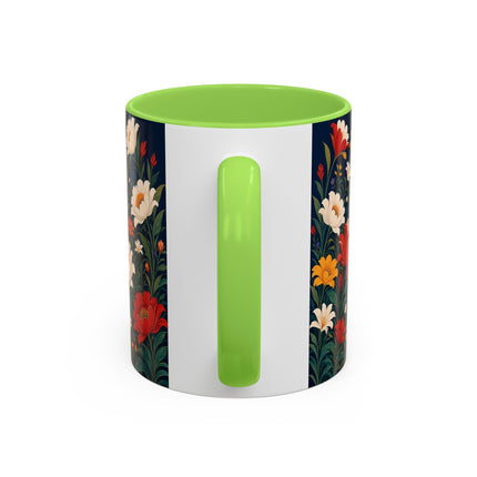 🌺🐦 The Enchanted Birdcage Garden Colorful Mug – Art Deco Floral Fantasy