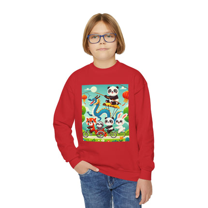 Rolling Along Together Youth Crewneck Sweatshirt – Friendship, Motion & Joyful Adventure