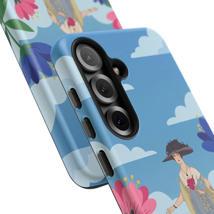 🌸🎩 The Lady Of The Grand Flower Garden Phone Case – Art Deco Fashion Illustration