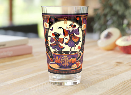 Theatrical Halloween Kabuki Mice Glass, 16oz