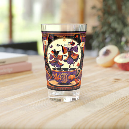Theatrical Halloween Kabuki Mice Glass, 16oz