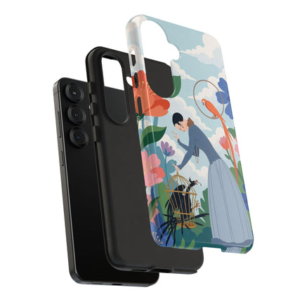 🦜🌺 The Lady Of The Garden Aviary Phone Case – Art Deco Floral Whimsy